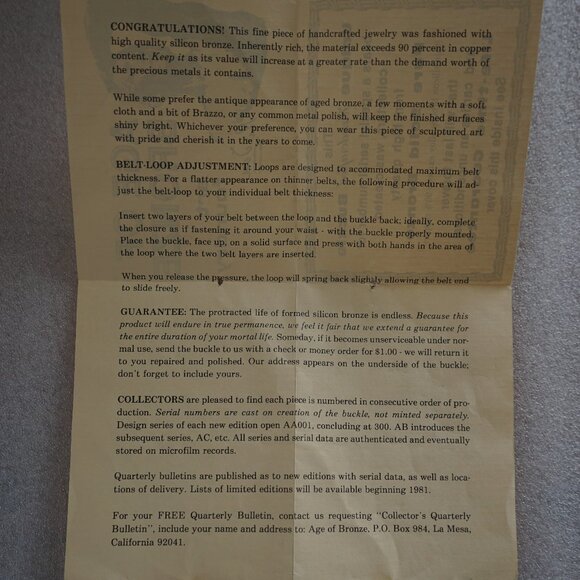 Fleischer 1945 1995 Buffalo Limited Edition Belt Buckle No. 0730 of 1000 - Picture 5 of 5